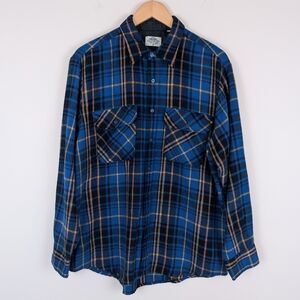 Vintage Fieldmaster Blue Acrylic Button Front Flannel Long Sleeve Shirt